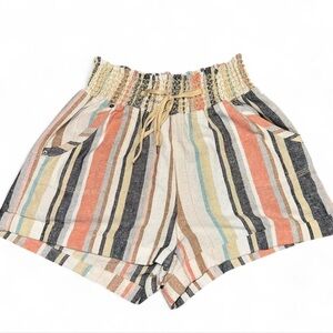 CISONO Linen Collection Womens Striped Shorts S